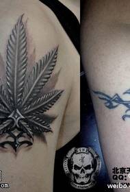 Black handsome leaf tattoo pattern