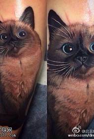 Brown cute kitten tattoo pattern