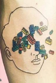 Målad mänskligt huvud abstrakt tatuering mönster