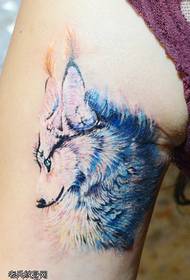 Beautiful and quiet white fox tattoo pattern