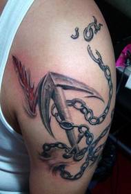 3d visual sense of anchor tattoo