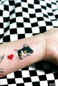 Fresh cat heart tattoo pattern