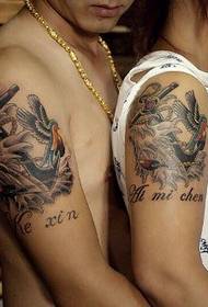 Liefde dan Jin Jian-paartjie-tatoeëring