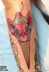 Painted dog head ice cream tattoo pattern