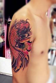 Shoulder color squid tattoo