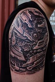 Fajny dominujący tatuaż na ramieniu robota