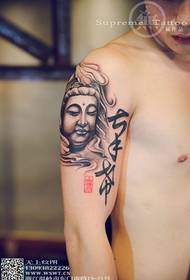 Caj Npab Buddha lub taub hau tattoo