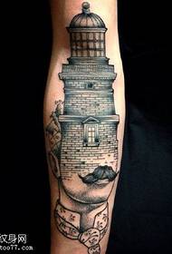 European and American ancient tower tattoo tattoo pattern