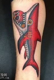 Painted red little whale tattoo pattern
