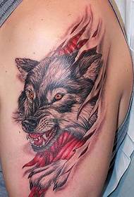 Domineering arm wolf head tattoo