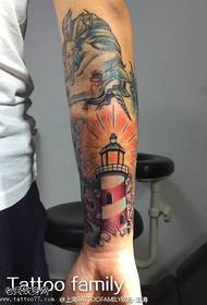 Beautiful colored lighthouse tattoo pattern