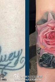 Cover the old tattoo with a beautiful rose tattoo pattern