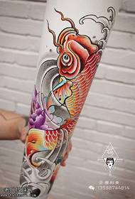 Πολύχρωμο μοτίβο τατουάζ koi με τα χέρια