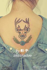 Back pricking and pricking deer tattoo pattern