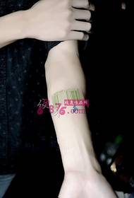 Stylish green barcode arm tattoo picture