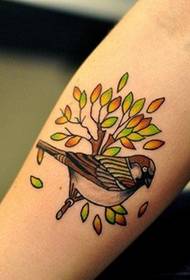 Arm bird branch tattoo pattern picture
