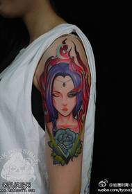 Arm color geisha rose tattoo pattern