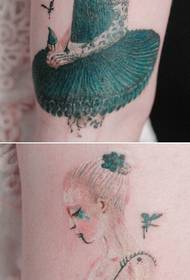 Magagandang ballerina girl arm tattoo larawan