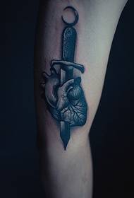 Arm sword stab heart tattoo picture