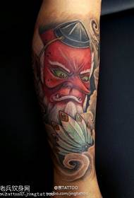 Japanin punaiset kasvot kappa-tatuointikuvio