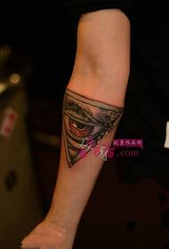 Devil triangle eye arm tattoo picture