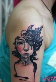 Art wind beauty with fish arm tattoo picture