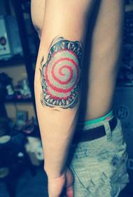 Creative red whirlpool arm tattoo picture