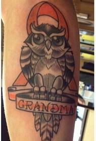Arm owl tattoo pattern picture