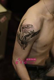 Boy arm black gray wings tattoo picture