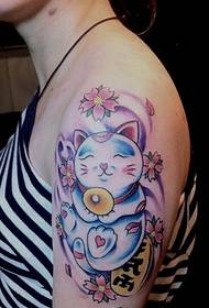 Fashion women's arm fine looking colorful lucky cat pattern pictures