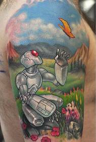 Doğadan hoşlanan robot kol dövme desen resmi