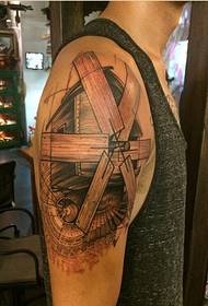 Personality arm fashion good looking windmill tattoo pattern picture