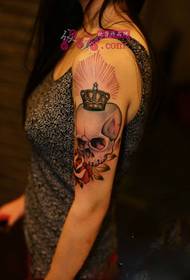 Girls Alternative skull Crown Arm Tattoo Picture