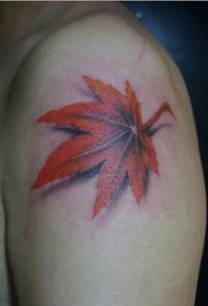Stylish arm beautiful looking colorful maple leaf tattoo pattern picture