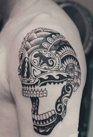 Creative totem skull arm tattoo picture