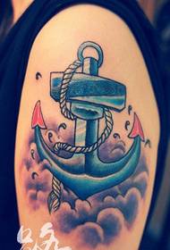 Stylish arm beautiful looking colorful anchor tattoo picture picture