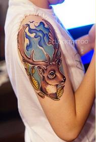 Personality arm fashion splash ink color antelope tattoo picture picture