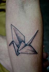 Arm point piercing paper crane tattoo pattern picture