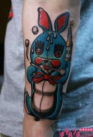 Tobacco and alcohol rabbit arm personality tattoo picture