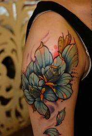 Stylish arm nice looking colorful rose tattoo pattern picture
