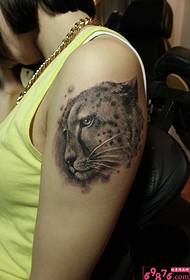 Leopard domineering girl arm tattoo pictures