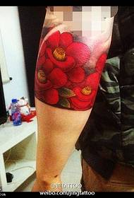 Enchanted bright red poppy tattoo pattern