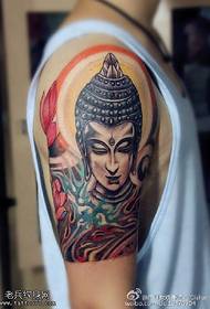 Arm Buddha head tattoo pattern