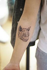 Struktura crte mačka glavu ruku tetovaža slika