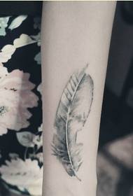 Bella immagine del modello del tatuaggio della piuma dell'inchiostro di modo del braccio femminile