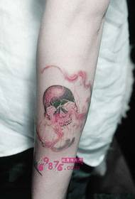 Fantasy pink skull arm tattoo picture