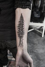 سیاہ بھوری رنگ کی بڑھتی ہوئی درخت بازو ٹیٹو تصویر
