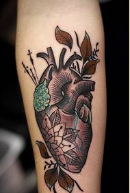 Personalidad brazo moda negro gris dibujo corazón tatuaje patrón imagen