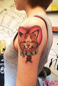 Cute cartoon cat arm tattoo picture