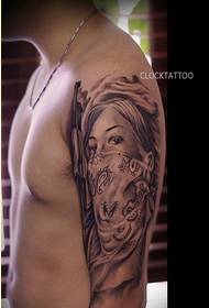 Fashion male arm personality chicano girl tattoo pattern picture